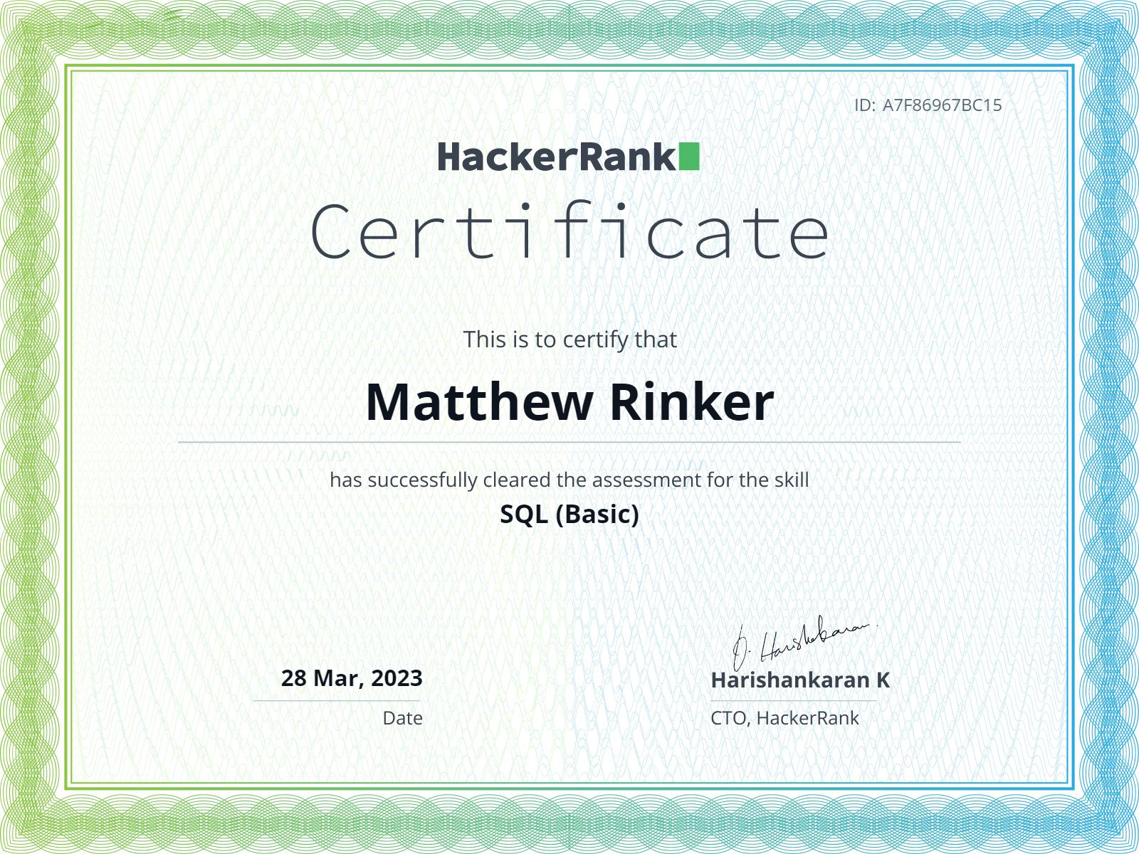 HackerRank SQL Basic