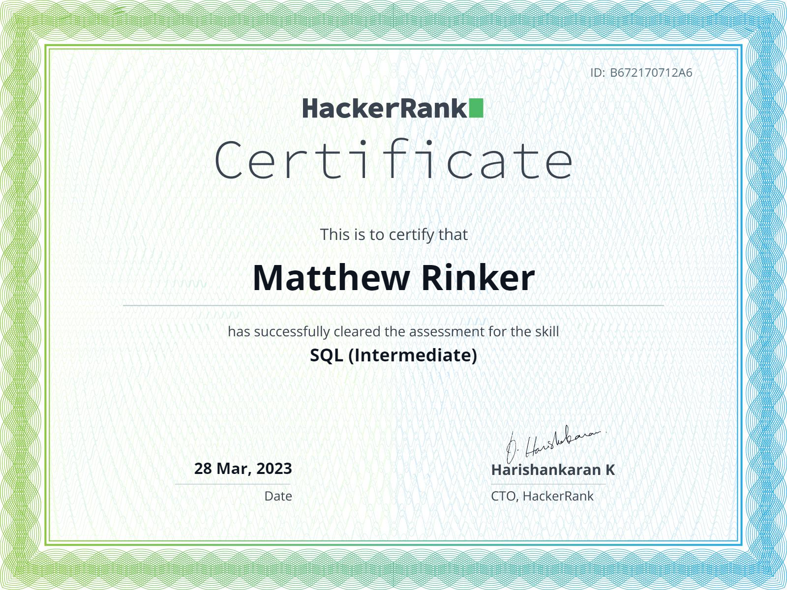 HackerRank SQL Intermediate